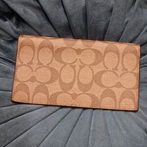 Coach Brown Monogram Wallet Unisex Semi New Leather